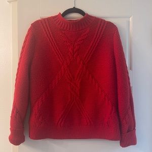 Red Cable Knit Banana Republic Sweater Mock Neck